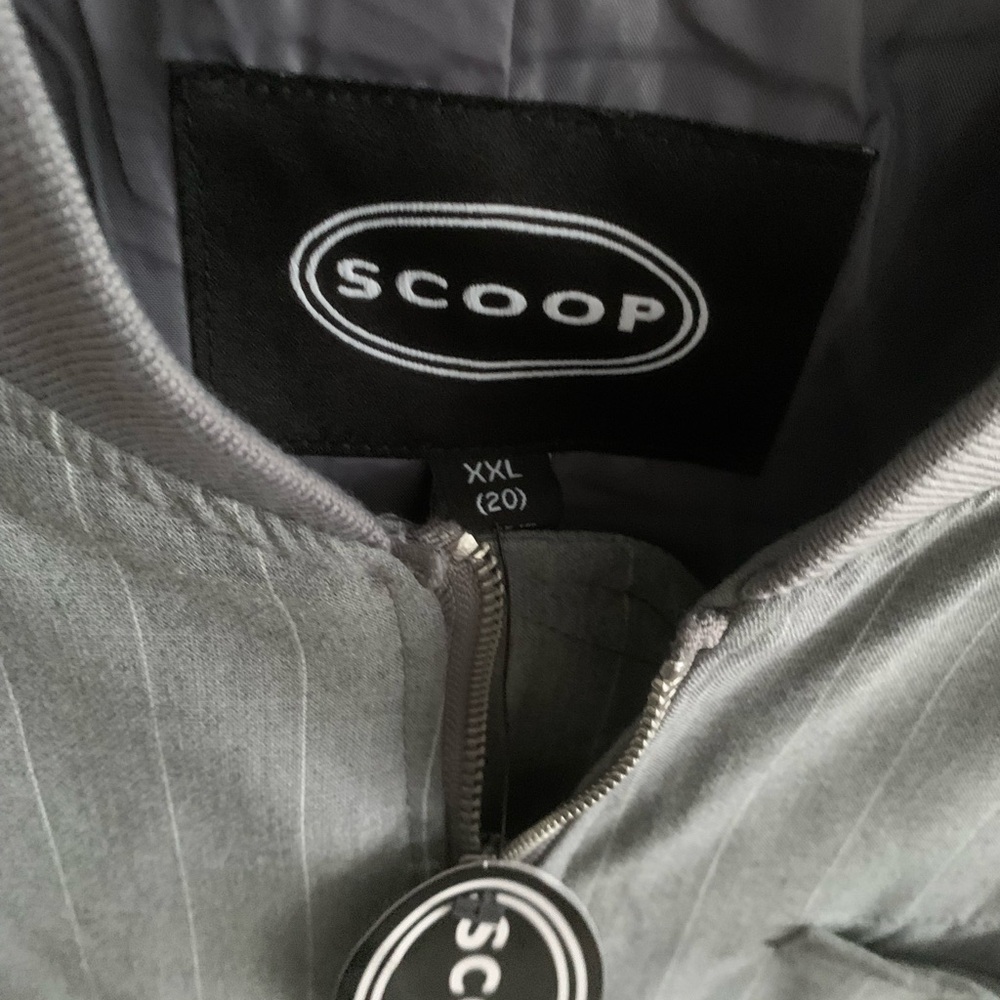 NWT Scoop Gray pinstripe Bomber Jacket Zip up - Picture 10 of 11